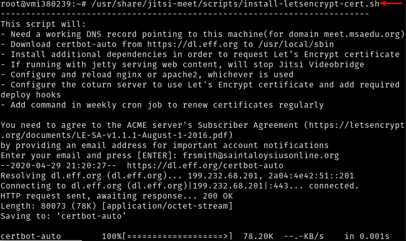 Install letsencrypt certificate