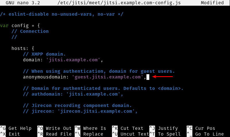 Set anonymousdomain option