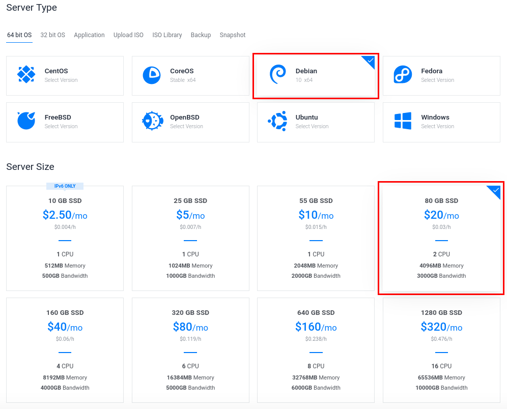 Vultr - Choose Server Type